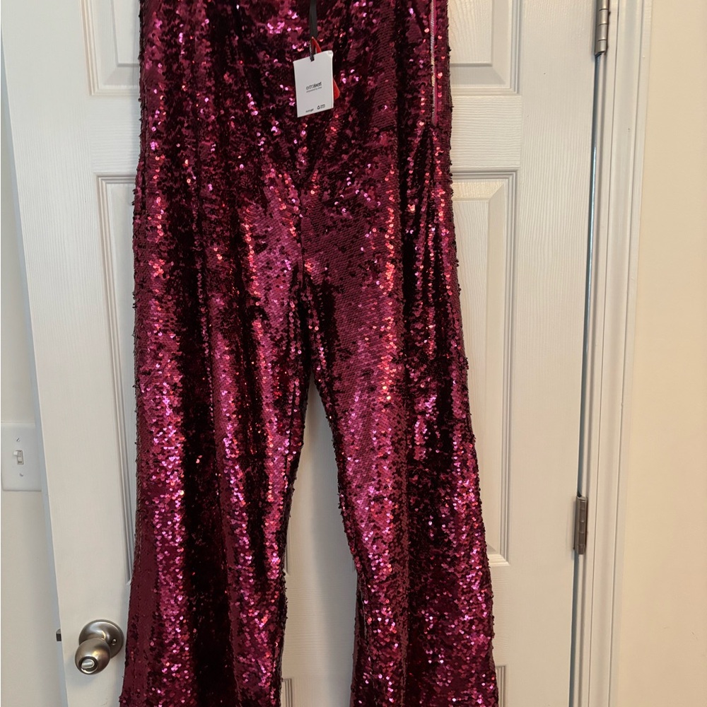 ASOS Curve Shimmering Burgundy Sequin Pants